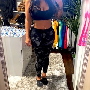 H & M black & gray leggings w black waistband